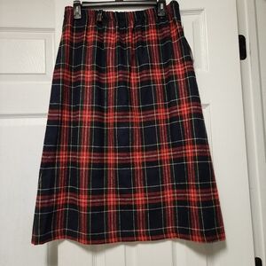 Vintage 80s F. SHAY INC. Blue and Green Plaid Pleated Midi Skirt New With  Tags